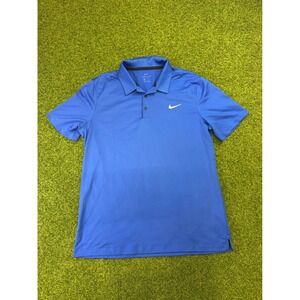 Nike Golf Dri-FIT Polo Shirt Mens Large Royal Blue Short‎ Sleeve Swoosh Logo
